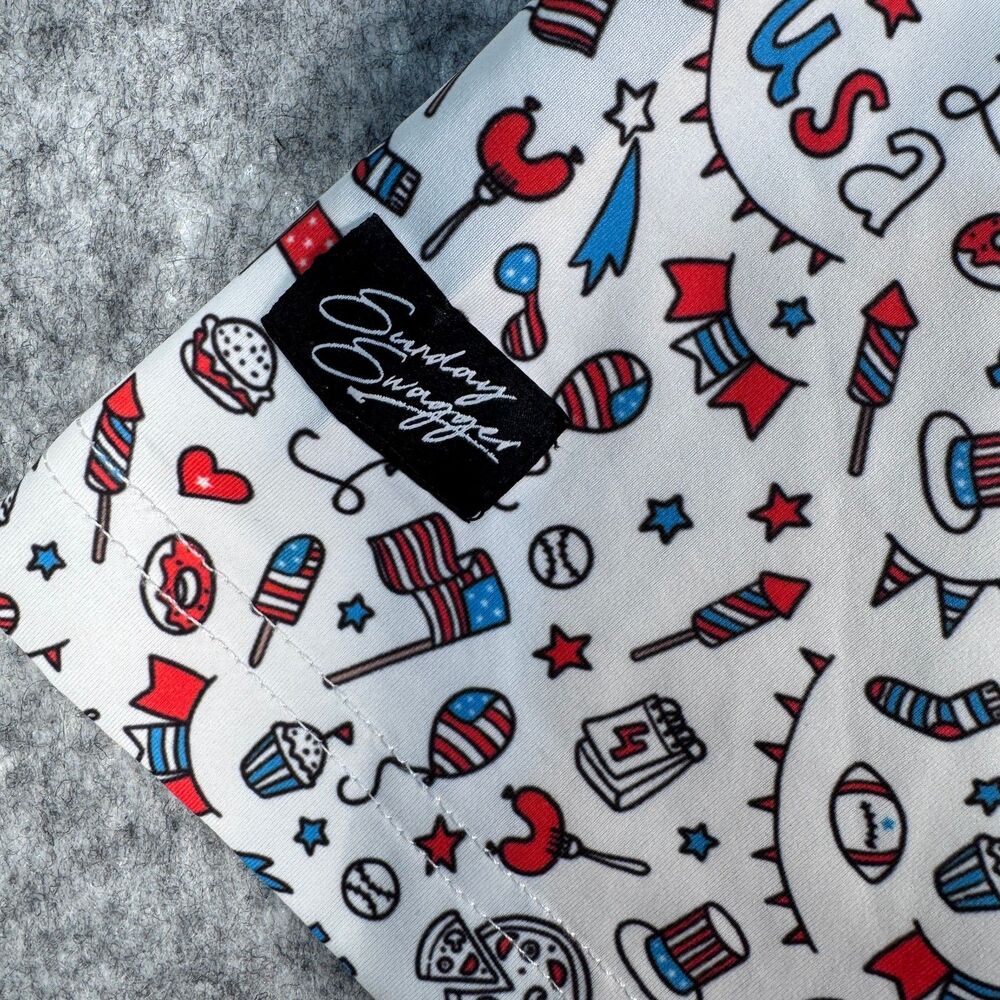 Sunday Swagger Polo Shirt Mens 3XL White Short Sleeve USA 4th Of July Print - Picture 5 of 10